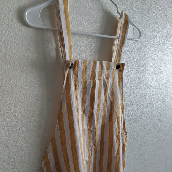 NWOT Yellow Striped Overall Dress - Picture 1 of 6